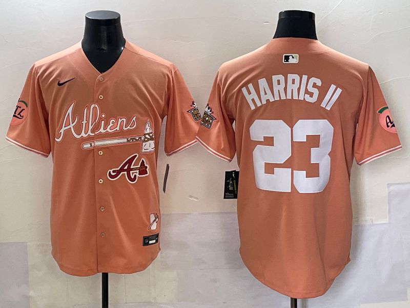 Men 2025 Atlanta Braves #23 Harris ii Orange Five generations Joint Name Nike MLB Jersey style 9->atlanta braves->MLB Jersey